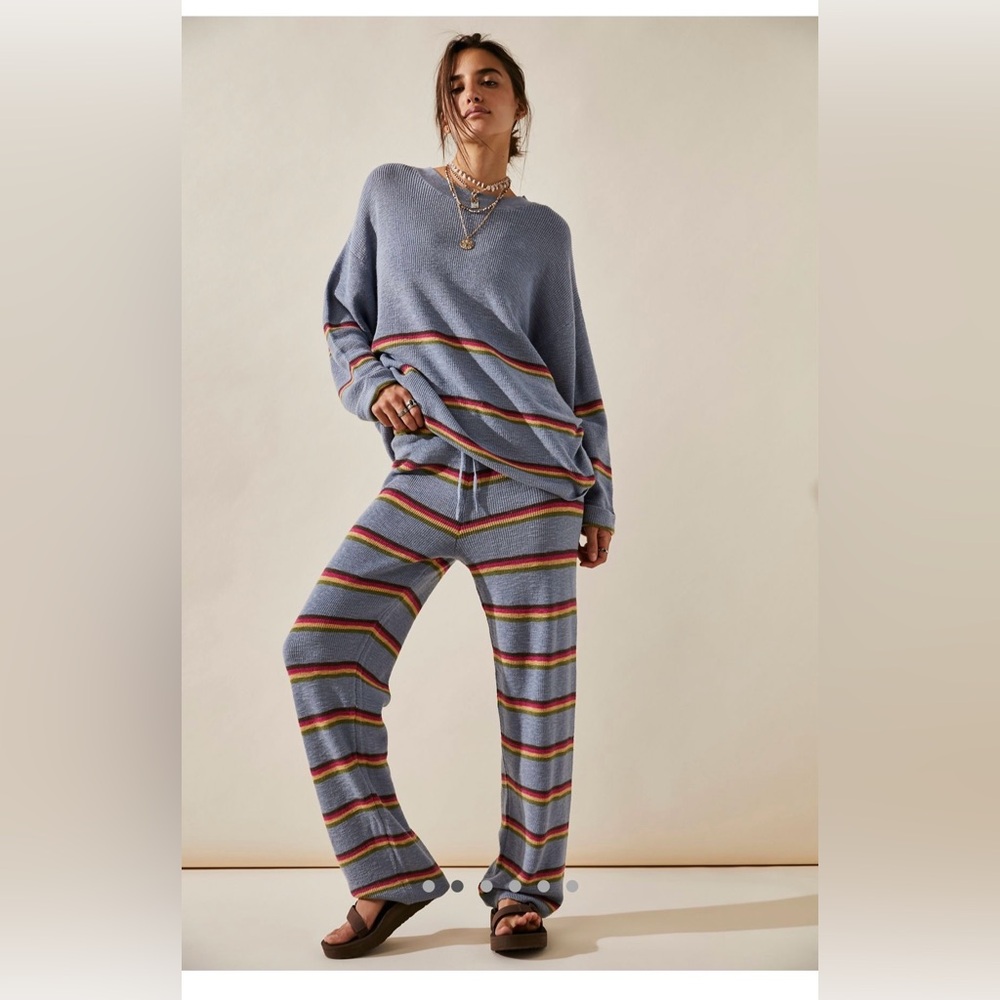 Free People Dusty Blue Marine Sweater Set